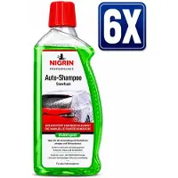 Nigrin Auto Snowfoam 1 Liter Schuimshampoo met Bubbelgum-Geur - Set van 6 Flessen (6 L Totaal) - Voordeelverpakking Auto Schoonmaakmiddel