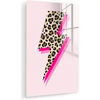 MuchoWow Glasschilderij 60x90 cm - Schilderij acrylglas - Stippen - Roze - Bliksem - Foto op glas - Muurdecoratie woonkamer - Wanddecoratie slaapkamer - Schilderijen