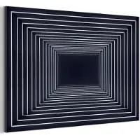 MuchoWow Aluminium schilderij 90x60 cm - Wanddecoratie metaal - Lijnen - Hypnotiserend - Zwart - Metalen muurdecoratie woonkamer - Decoratie industrieel - Foto op dibond - Industriële accessoires slaapkamer