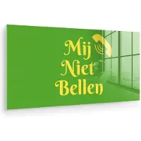 MuchoWow Glasschilderij 120x60 cm - Schilderij acrylglas - Mij niet bellen - Telefoon - Groen - Foto op glas - Muurdecoratie woonkamer - Wanddecoratie slaapkamer - Schilderijen