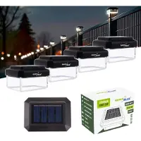 Greenblue 4x Groen-blauwe LED-zonnelamp voor palen, geschikt voor palen van 60 x 40 mm, envelopafdekking, 3200 K, model GB125 WW