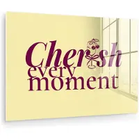 MuchoWow Glasschilderij 30x20 cm - Schilderij acrylglas - Cherish every moment - Cocktailglas - Geel - Foto op glas - Muurdecoratie woonkamer - Wanddecoratie slaapkamer - Schilderijen