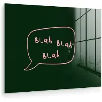 MuchoWow Glasschilderij 120x90 cm - Schilderij acrylglas - Tekstwolkje - Donkergroen - BLAH BLAH BLAH - Foto op glas - Muurdecoratie woonkamer - Wanddecoratie slaapkamer - Schilderijen