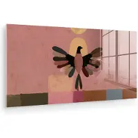 MuchoWow Glasschilderij 120x60 cm - Schilderij acrylglas - Illustratie - Vogel - Vlakken - Kleurrijk - Foto op glas - Muurdecoratie woonkamer - Wanddecoratie slaapkamer - Schilderijen
