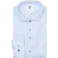 R2 Amsterdam Casual hemd lange mouw blue irregular lines print co 132.wsp.024/018