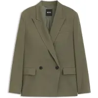 BOSS Regular-fit blazer van stretchcrêpe met krijtstrepen Maat 42