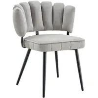 MODFU - Eetkamerstoelen - Waaiervormige Rugleuning - Gestoffeerd - Modern - Eetkamer - Stof En Metaal - Lichtgrijs En Zwart