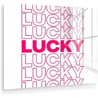 MuchoWow Glasschilderij 160x120 cm - Schilderij acrylglas - Lucky - Roze - Patroon - Foto op glas - Muurdecoratie woonkamer - Wanddecoratie slaapkamer - Schilderijen