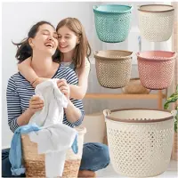 Melitt Draagbare Vuile Wasmand, Opbergmand voor Vuile Kleren, Grote Wasmand voor Kleding Roze