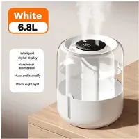 Melitt 6,8L Grote Capaciteit Luchtbevochtiger USB Dubbele Spray Stille Luchtbevochtiger Thuis Slaapzaal Slaapkamer Desktop met Nachtlampje Beige
