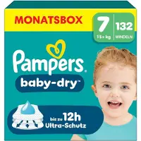 Pampers Baby-Dry Maat 7 - 132 Luiers - 15kg+ - Maandbox
