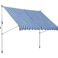 vidaXL Luifel handmatig uittrekbaar 300 cm blauw en witte strepen