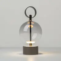 Maytoni Tafellamp DOUBLE MOON, dimbaar, alu / grijs / zink, Woon-/ Eetkamer, Glas, Modern, Tafellamp