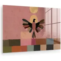 MuchoWow Glasschilderij 120x80 cm - Schilderij acrylglas - Illustratie - Vogel - Vlakken - Kleurrijk - Foto op glas - Muurdecoratie woonkamer - Wanddecoratie slaapkamer - Schilderijen