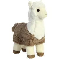 Aurora Pluche dieren knuffel Alpaca - bruin/wit - 28 cm - Knuffeldieren alpacas - voor kinderen