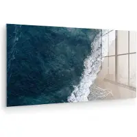 MuchoWow Glasschilderij 120x60 cm - Schilderij acrylglas - Strand - Zee - Golven - Foto op glas - Muurdecoratie woonkamer - Wanddecoratie slaapkamer - Schilderijen