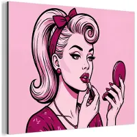 MuchoWow Aluminium schilderij 160x120 cm - Wanddecoratie metaal - Vintage - Vrouw - Roze - Metalen muurdecoratie woonkamer - Decoratie industrieel - Foto op dibond - Industriële accessoires slaapkamer