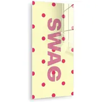 MuchoWow Glasschilderij 20x40 cm - Schilderij acrylglas - Swag - Roze - Stippen - Geel - Foto op glas - Muurdecoratie woonkamer - Wanddecoratie slaapkamer - Schilderijen