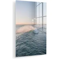 MuchoWow Glasschilderij 80x120 cm - Schilderij acrylglas - Golf - Zee - Water - Foto op glas - Muurdecoratie woonkamer - Wanddecoratie slaapkamer - Schilderijen