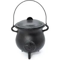 Ancient Wisdom Extra grote gietijzeren ketel met vijfhoekige vorm 23x18 cm (minstens 4 kg)