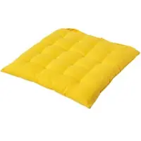 Homescapes stoelkussen – katoenen zitkussen – geel – 40x40 cm – met lint – voor eetkamer & buitengebruik