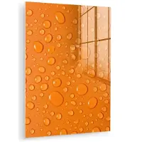 MuchoWow Glasschilderij 120x160 cm - Schilderij acrylglas - Water - Druppels - Oranje - Foto op glas - Muurdecoratie woonkamer - Wanddecoratie slaapkamer - Schilderijen