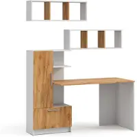 Vicco bureauset Tomy, Wit/Goudkleurig Eiken, 150 x 59 cm Set van 3 als 2 planken+desk