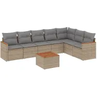 vidaXL 8-delige tuinmeubelset met kussens, zwart, polyrotan