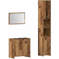 vidaXL 3-delige Badkamermeubelset bewerkt hout oud houtkleurig