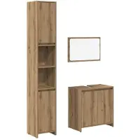 vidaXL 3-delige Badkamermeubelset bewerkt hout artisanaal eikenkleur
