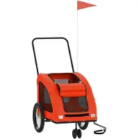 vidaXL Hondenfietstrailer oxford stof en ijzer oranje en grijs