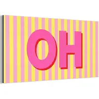 MuchoWow Aluminium schilderij 80x40 cm - Wanddecoratie metaal - Tekst - Strepen - Roze - Metalen muurdecoratie woonkamer - Decoratie industrieel - Foto op dibond - Industriële accessoires slaapkamer