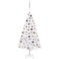 vidaXL Kunstkerstboom met verlichting en kerstballen 120 cm PVC wit