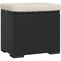 vidaXL Hocker met kussen 40x30x40 cm poly rattan zwart