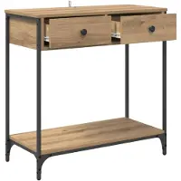 vidaXL - Wandtafel - Artisan - Eiken - 75 - x - 34,5 - x - 75 - cm - Bewerkt - hout