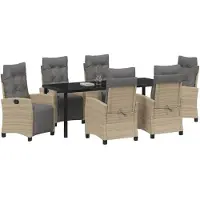vidaXL Tuin Eettafel Set 7 st Beige poly rattan