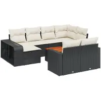 vidaXL 11-delige Loungeset met kussens poly rattan zwart