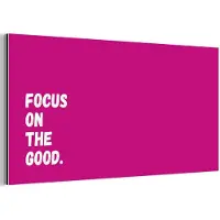 MuchoWow Aluminium schilderij 40x20 cm - Wanddecoratie metaal - Focus on the good - Roze - Simple - Metalen muurdecoratie woonkamer - Decoratie industrieel - Foto op dibond - Industriële accessoires slaapkamer