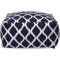 Homescapes Poef met Ikat-patroon - Vierkant, blauw en wit, 60x30 cm
