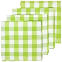 Homescapes groen geruite katoenen servetten in een verpakking van 4