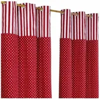 Homescapes gordijnen stippen & strepen rood set van 2 228 x 137 cm
