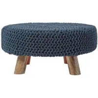 Homescapes Gebreide Voetenbank 30cm Hoog, Zwart