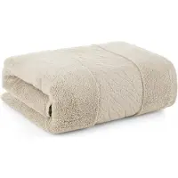Eurofirany Luxe Beige Badhanddoek 70x140cm met Decoratieve Rand - 100% Katoen