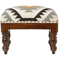 Homescapes Kelim kruk Agra 50 x 30 x 40 cm – gestoffeerde kruk met kelim hoes