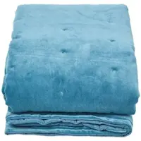 Homescapes Gewatteerde fluwelen deken blauw – sprei van katoenfluweel , 150 x 200 cm