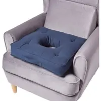Homescapes Orthopedisch zitkussen donkerblauw met uitsparing, 50 x 50 cm - zitkussen met katoenen hoes