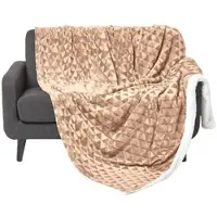 Homescapes Cosy Velvet Triangle Deken - Sherpa Deken Lichtbruin, 200 x 230 cm