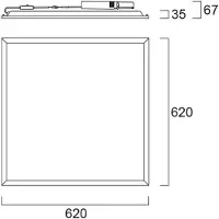 Sylvania LED-inbouwpaneel START, wit, 62 x cm, aan/uit, CCT 33 W, UGR19 START, wit / opaal, Werkkamer / Kantoor, metaal