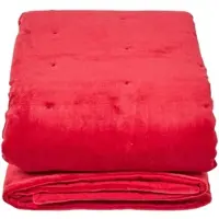 Homescapes Gewatteerde fluwelen deken rood – sprei van katoenfluweel, 125 x 150 cm