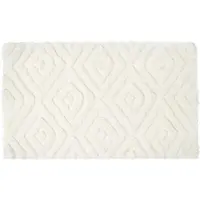 Homescapes Ikat antislip hoogpolige badmat 100% katoen, wit